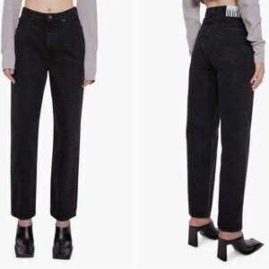 MOTHER Double Stack Hover High Waist Ankle Straight Leg Jeans US 26 Dark Black